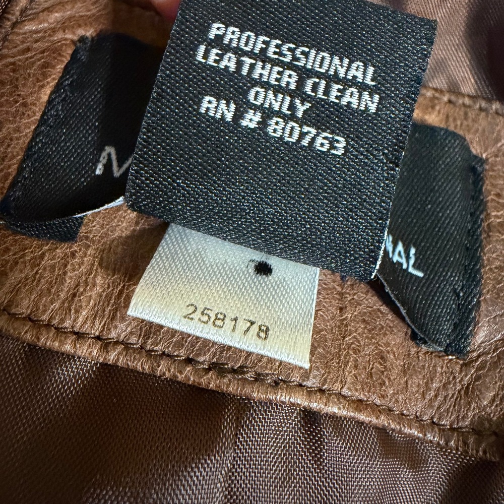 VTG Y2K Moda International Leather Blazer Jacket Size M Western Brown Cognac - Picture 8 of 11